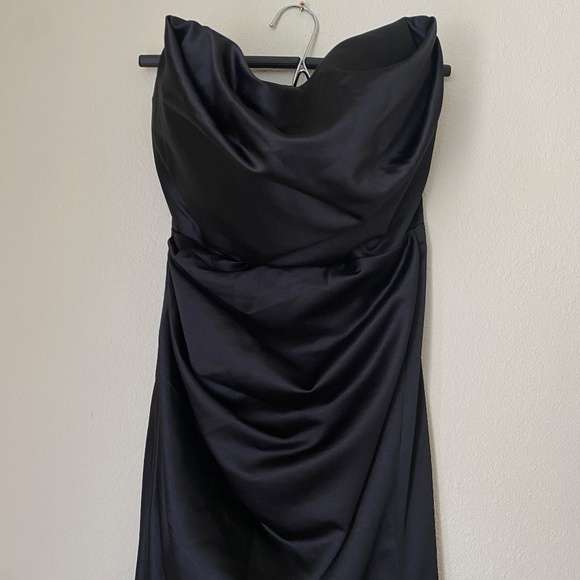House of CB L A-C Adrienne black satin strapless corset maxi dress NWOT - Picture 9 of 14